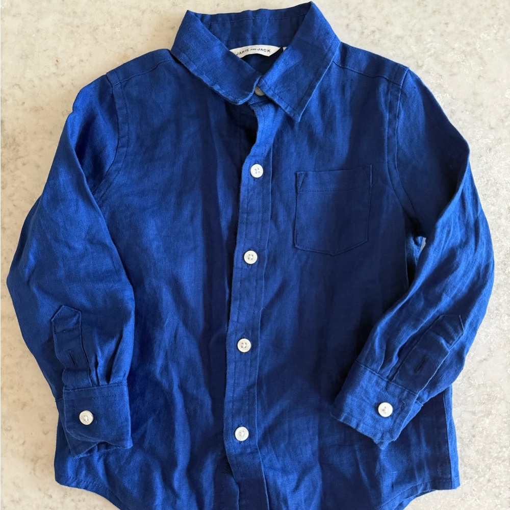 Janie and Jack Toddler Blue Button-Up Shirt